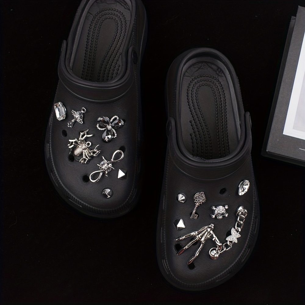 Punk Hole Shoe Accessories Rhinestone Spider Shoes Flower 14pcs