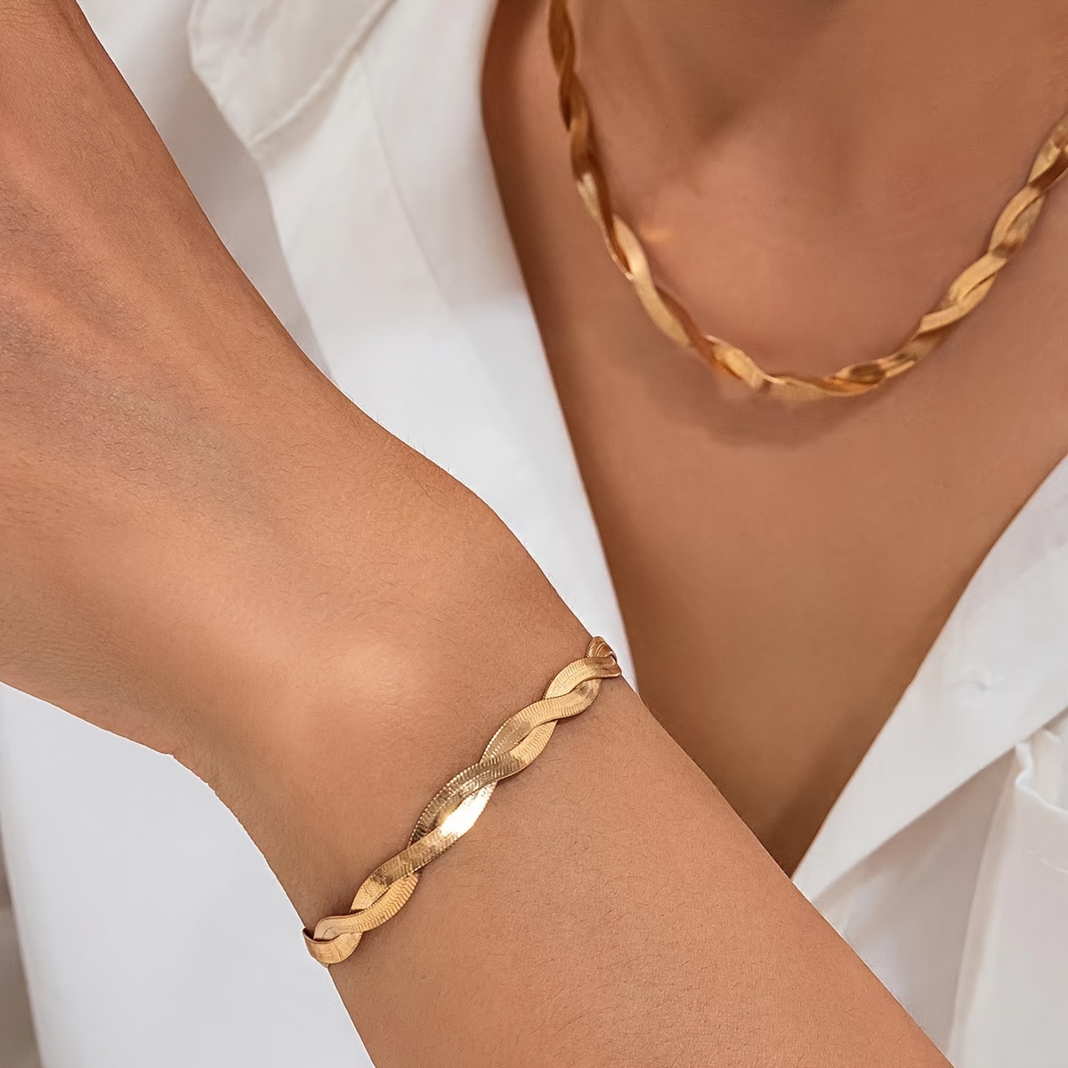 Trendy Golden Chain Bracelets Women's Fashion Jewelry Set - Temu
