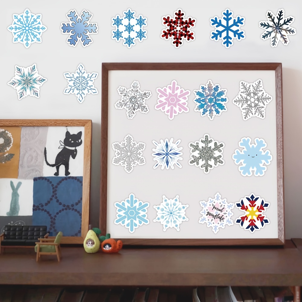 Assorted Christmas Glitter Snowflake Foam Stickers - Pack of 50