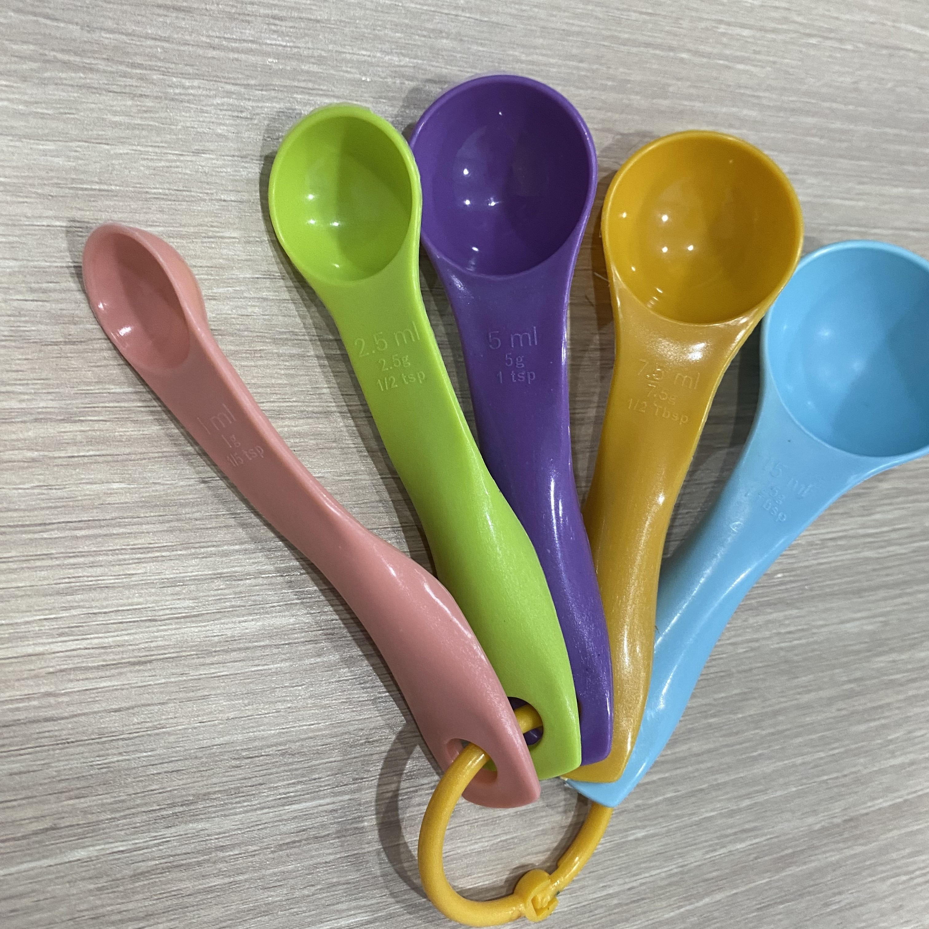 Juego de 5 cucharas medidoras de cocina cucharadita de plástico cuchara  medidora tazas de gramos cuchara