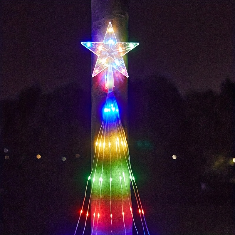 LED Solar Star Waterfall Light String Lights Remote Control Christmas Tree  Decor