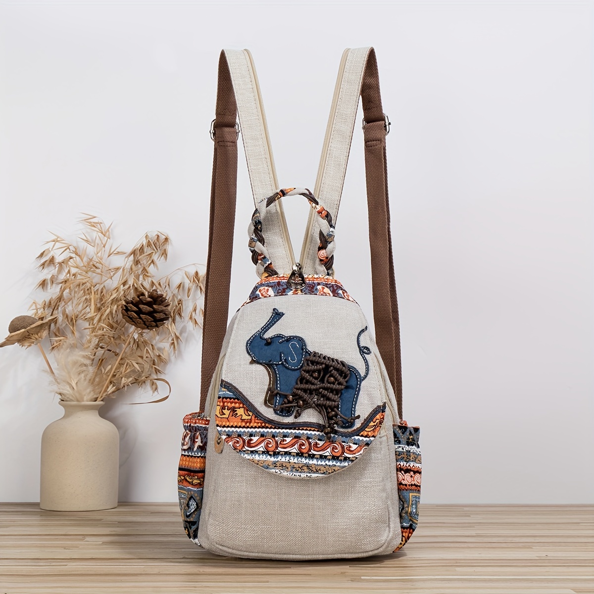 Vintage Bohemian Backpack Purse, Retro Ethnic Style Travel Daypack, Women's  Boho School Knapsack (cut Random) - Temu