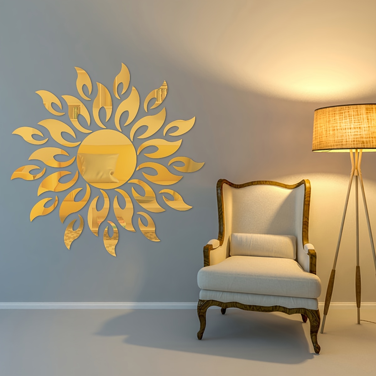 Golden Acrylic Mirror Wall Sticker Self Adhesive Mirror - Temu