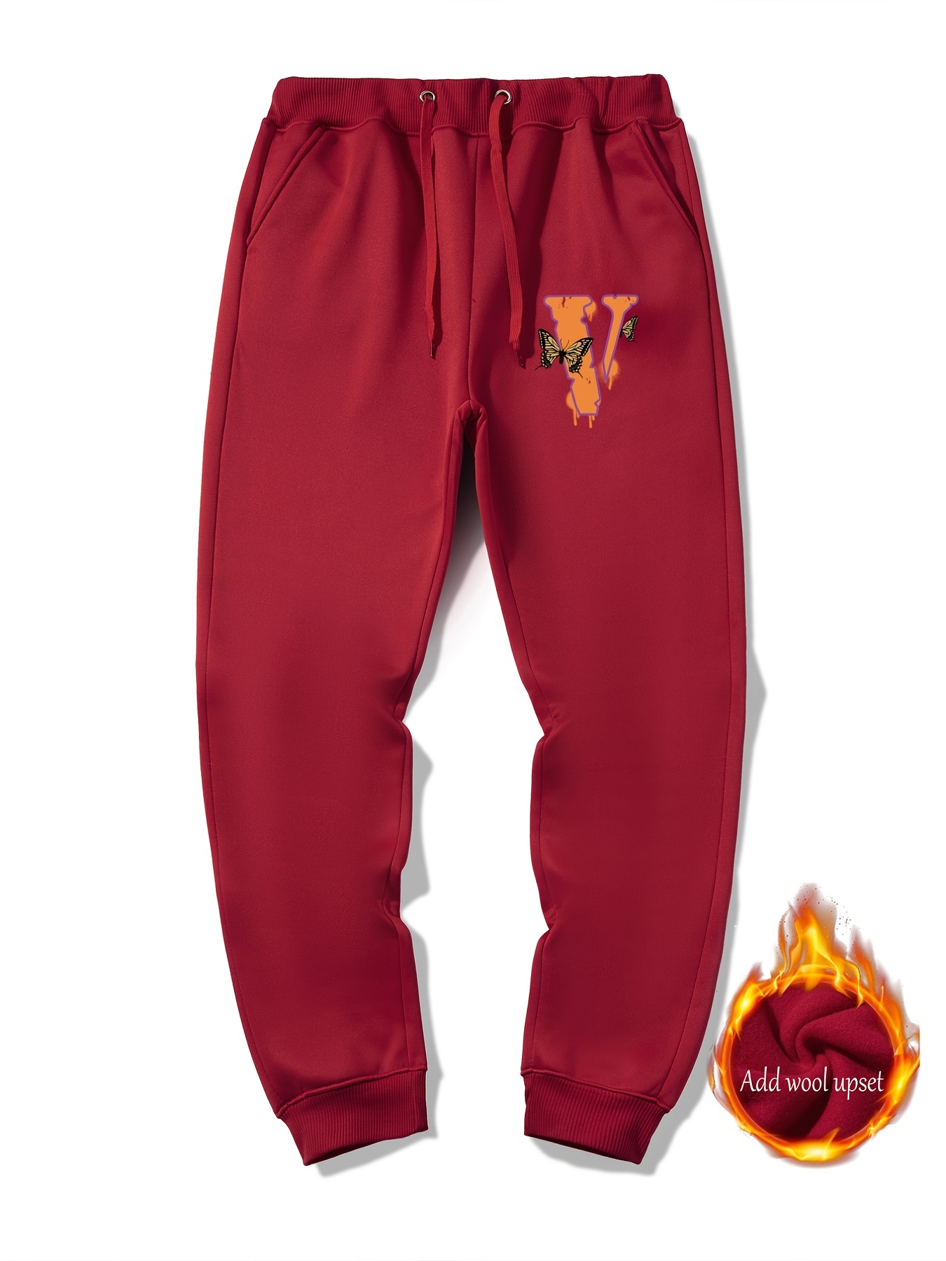 Men's Casual Winter Alphabet Print Jogger Pants