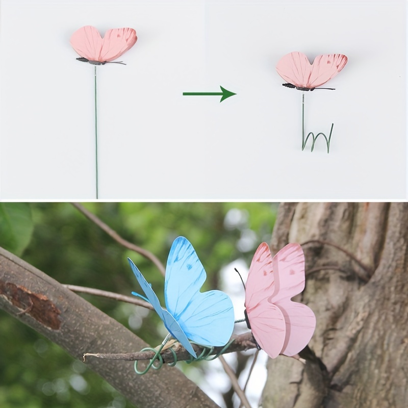 10pcs Butterfly Garden Stake Plastic Yard Sign - Garden Decor