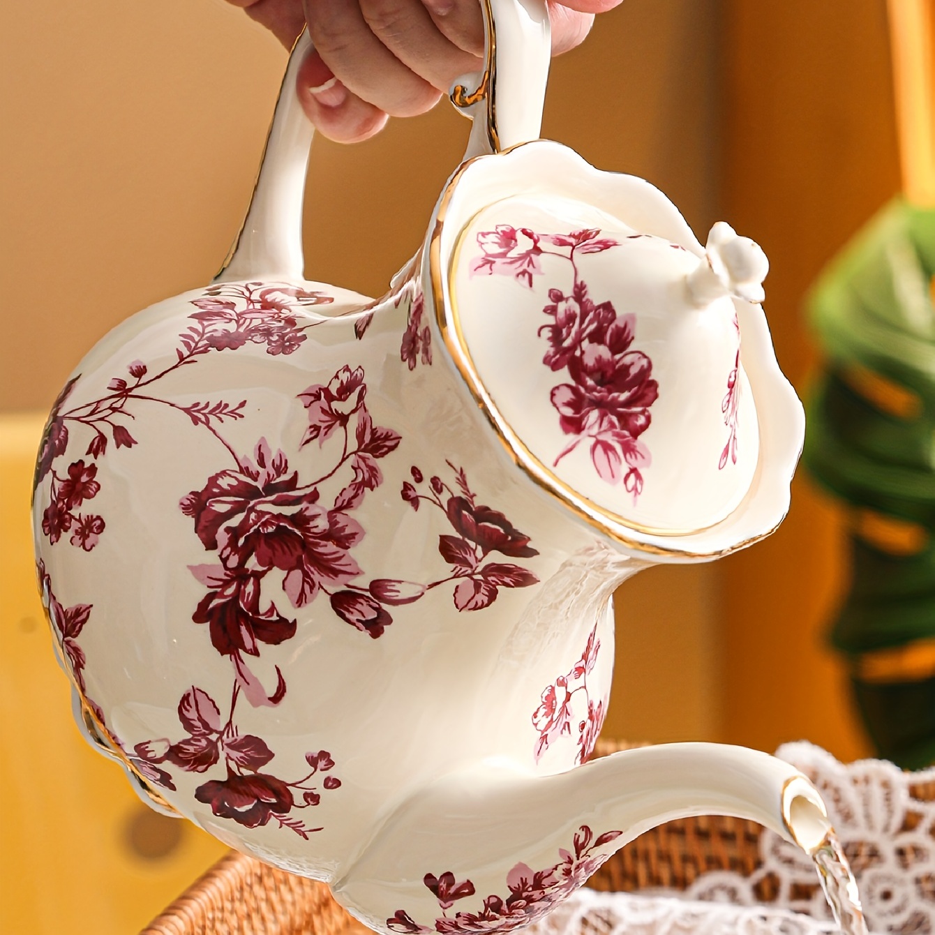 Teapot European Style Ceramic Flower Teapot Coffee Pot Water - Temu