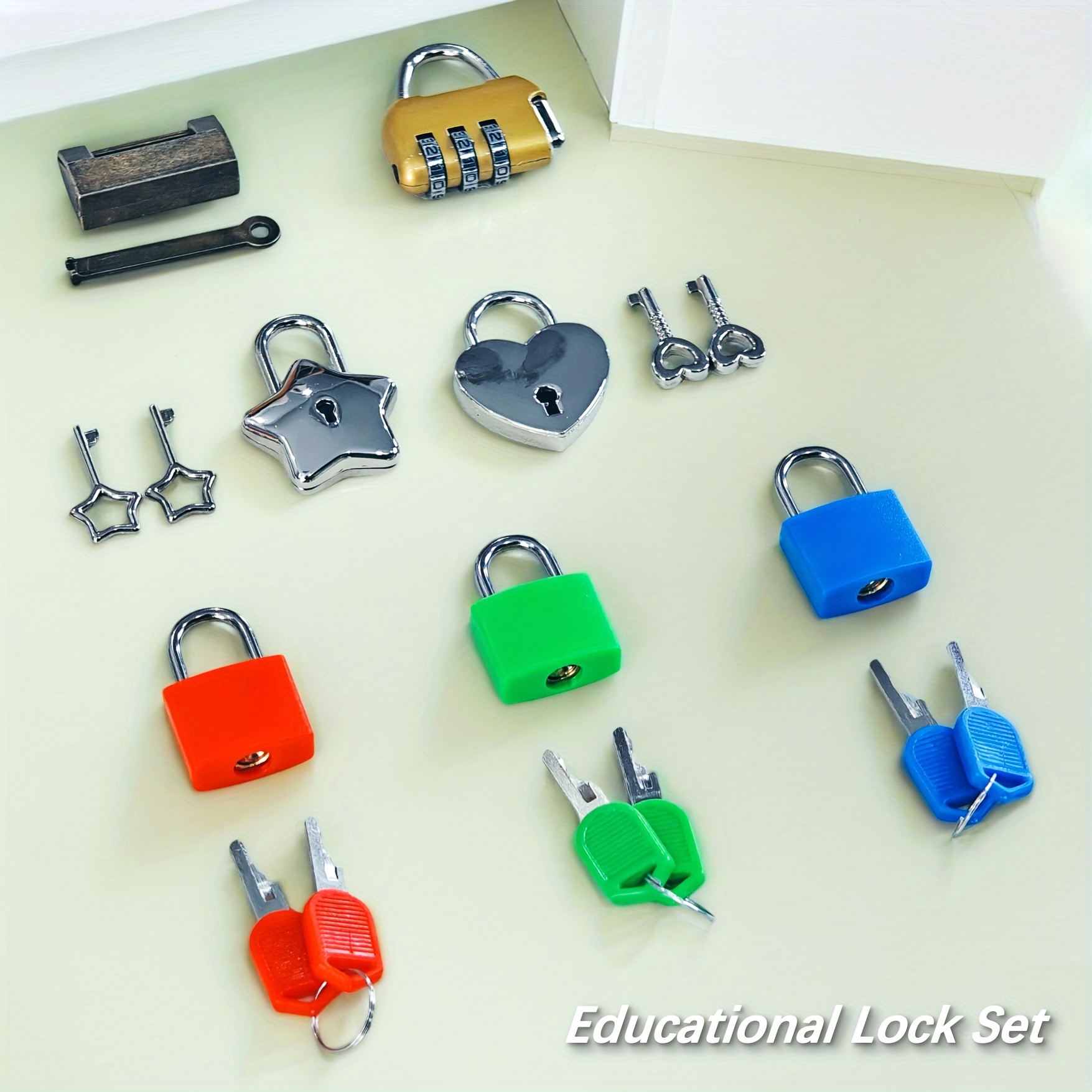 locks and keys toys set     shape   multiple open locks forms keys and locks learning gifts for   educational toys details 4