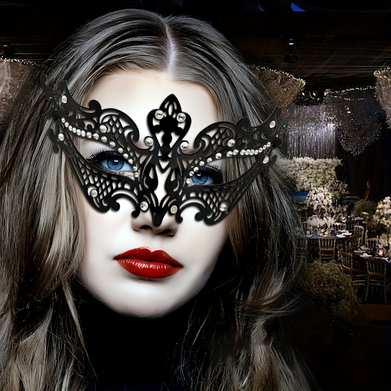 4 máscaras venecianas de Halloween para mujer, máscara veneciana de metal  brillante con diamantes de imitación para fiesta de graduación, disfraces