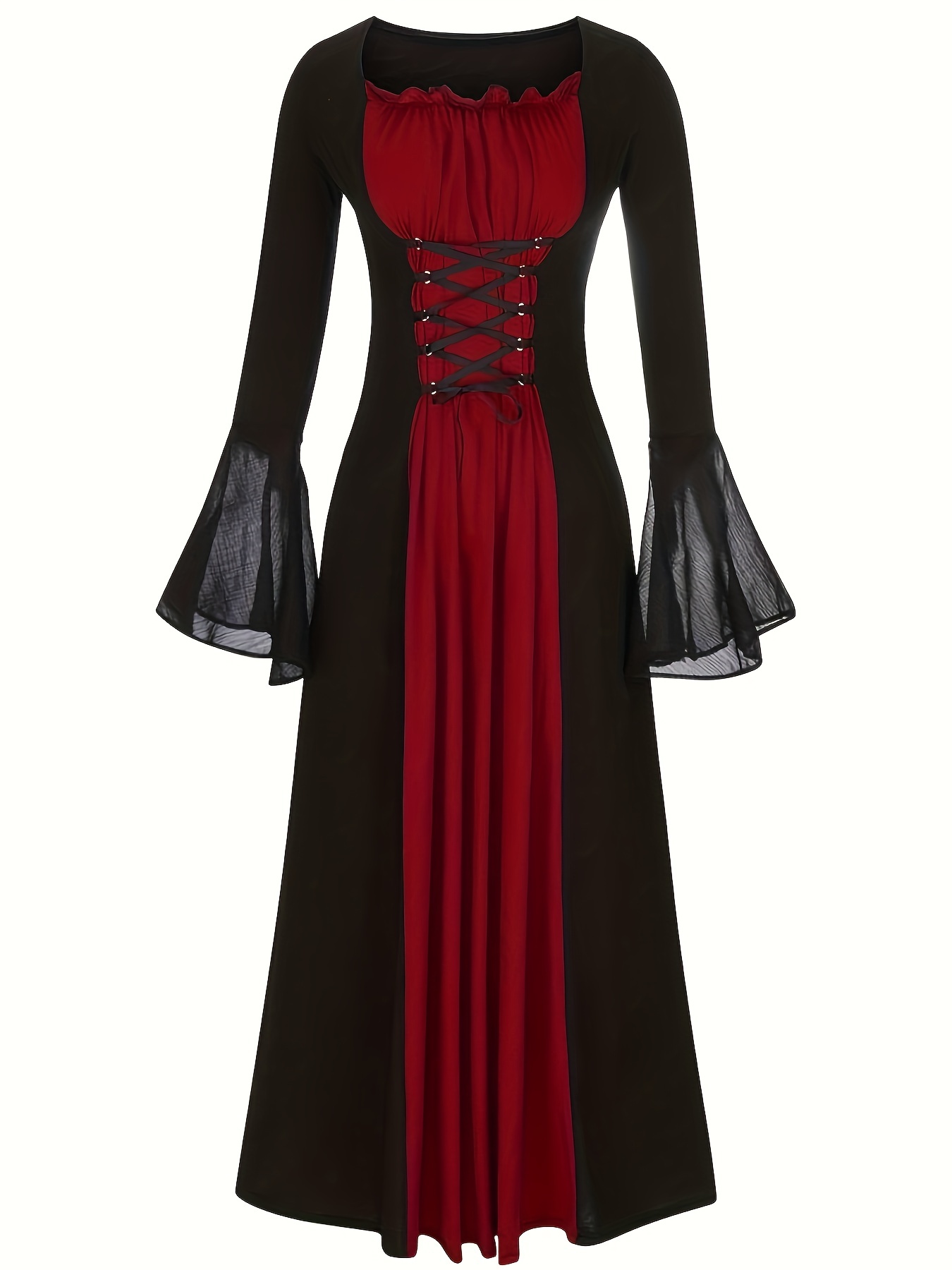Vintage Gothic Dresses for Women Plus Size Dress Color Block Medieval  Corset Dress Halloween Costumes Gothic Clothes 