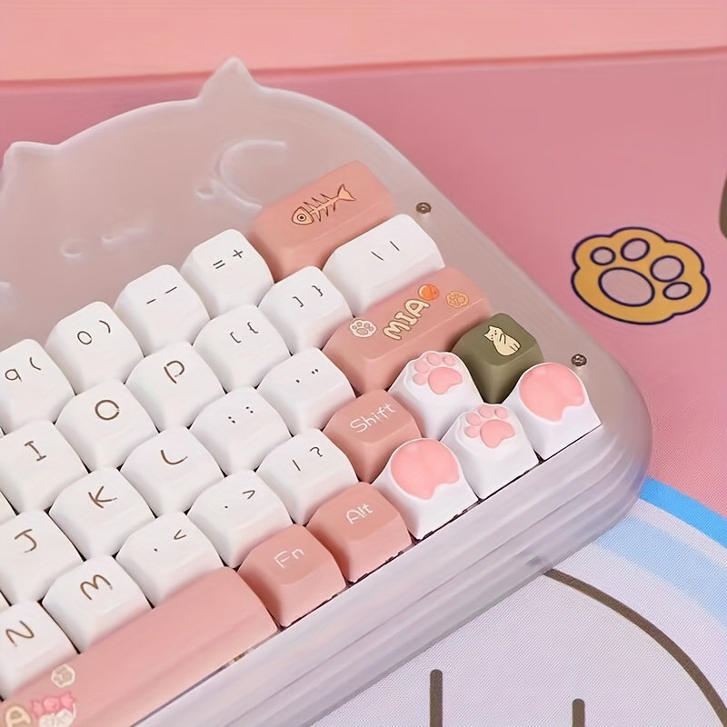 Paquete de 4 teclas personalizadas OEM R4 PBT, teclas de teclado mecánico  de pata de gato, teclas Kawaii para juegos para teclado mecánico con