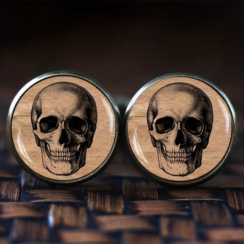 Antique Anatomy Skull Cufflinks Gothic Skeleton Jewelry