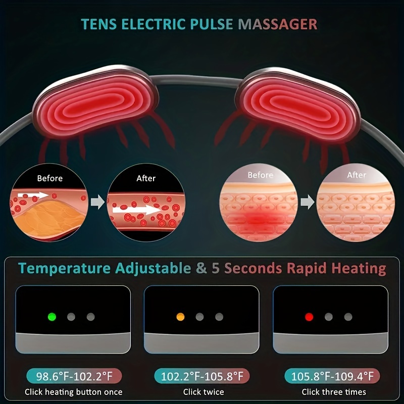 Portable Rechargeable Neck Massager With Heat - Electric Pulse Technology  For Shoulder And Neck Pain Relief - 4 Modes, 9 Intensity Levels, Adjustable  Length - Perfect Gift For Women, Men, And Parents - Temu United Arab  Emirates