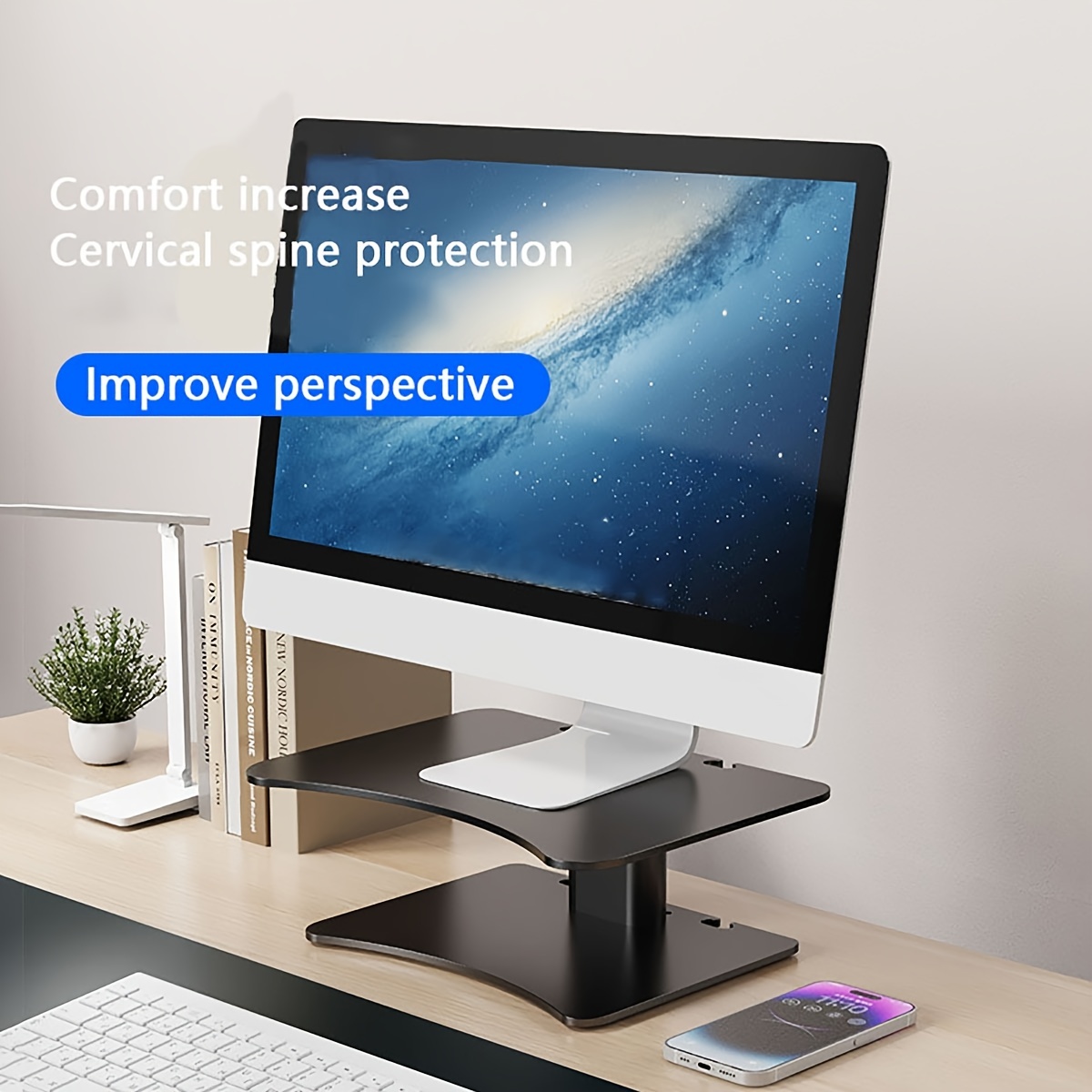 1 Pezzo Supporto Monitor Per Desktop Da Ufficio Bianco Con