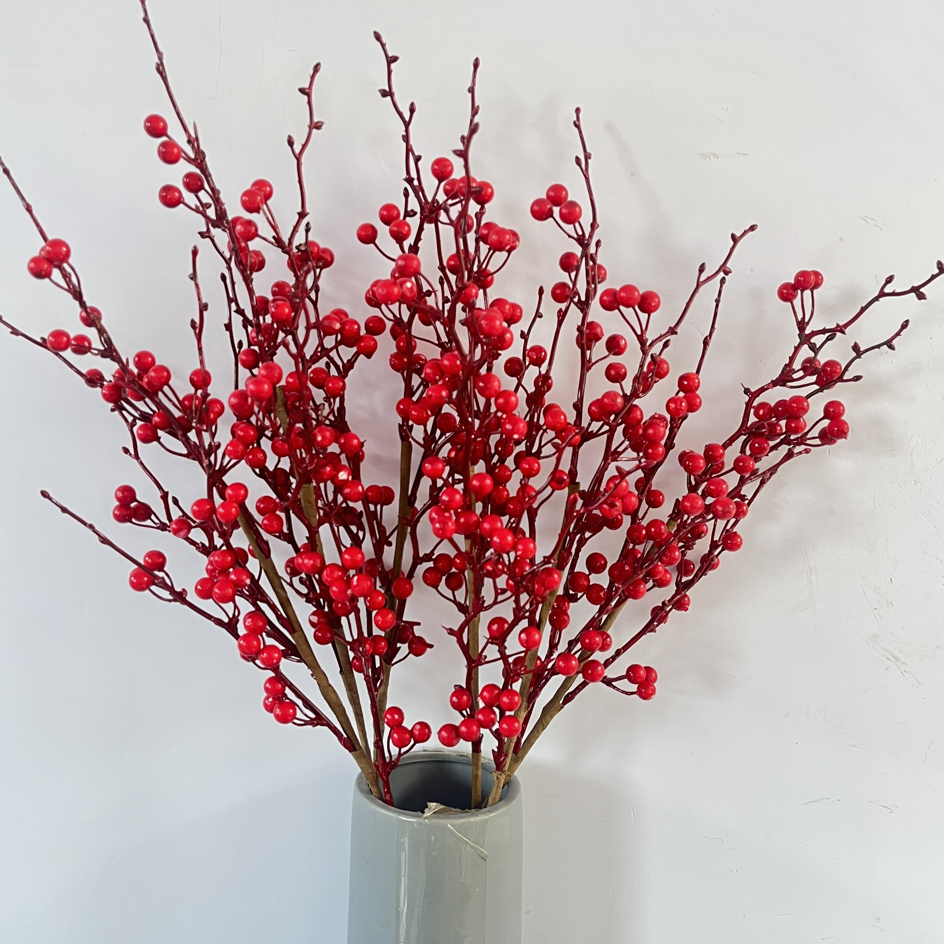 Artificial Flowers Red Berries Stem Holy Berry for Christmas