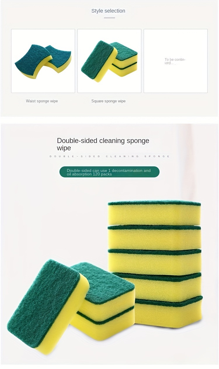 10pcs Multi-functional Square Cleaning Dish Sponge, Soft Dual