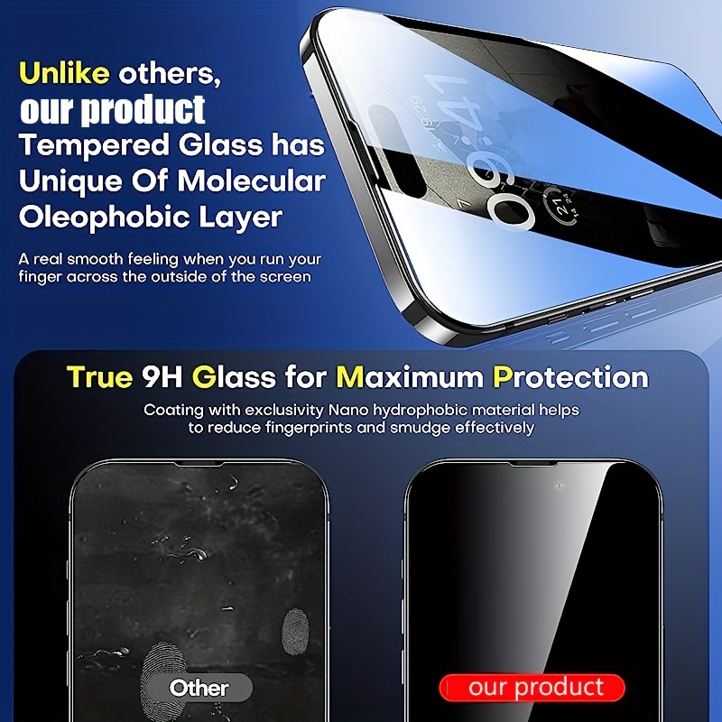 Protectores de pantalla de privacidad para IPhone 12 11 13 Pro Max Mini  vidrio templado antiespía para IPhone XS MAX XR X SE 6 14 7 8 Plus Glass  Tan Jianjun unisex