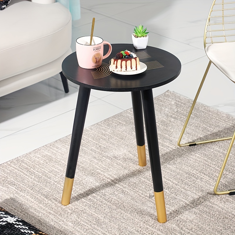 Huidao Round Side Table Wooden Tray Table with Metal Tripod Stand Nightstand Coffee Table End Table for Living Room Bedroom Offi