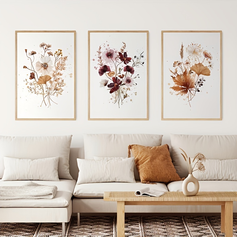 Watercolor Minimalist Wildflowers Art Print Colorful Flower Pictures Wall  Decor for Bathroom Wildflower Painting on Canvas Watercolor Floral Pictures
