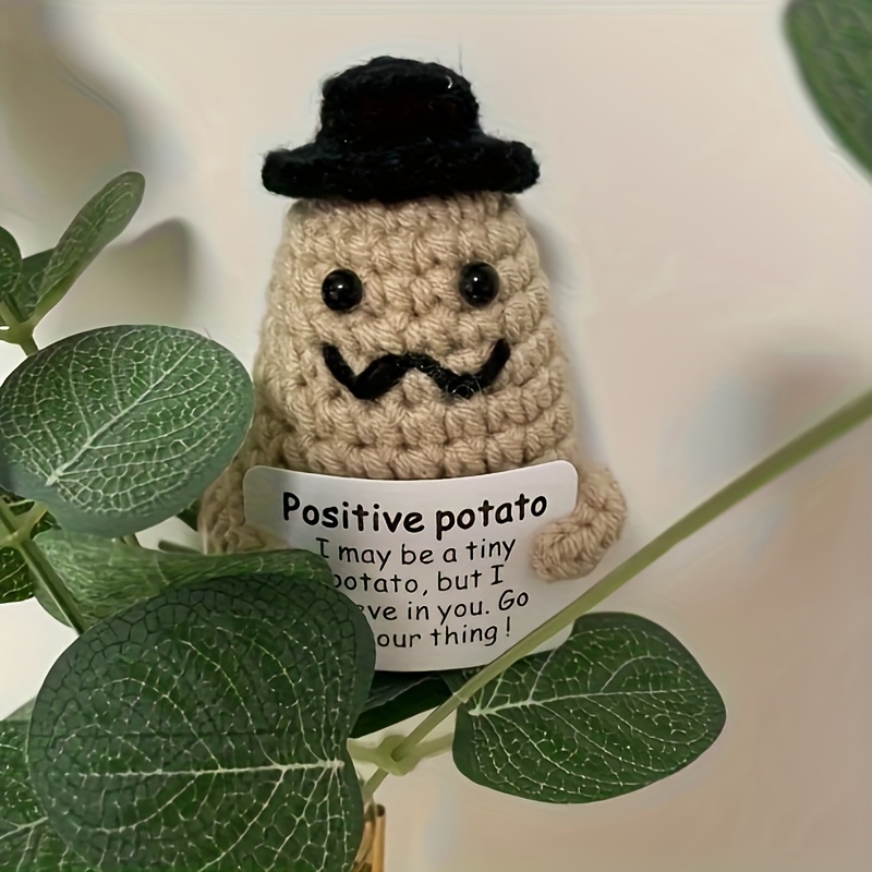 Positive Potato Stuffie, Desk Decor, Amigurimi, Crochet Potato