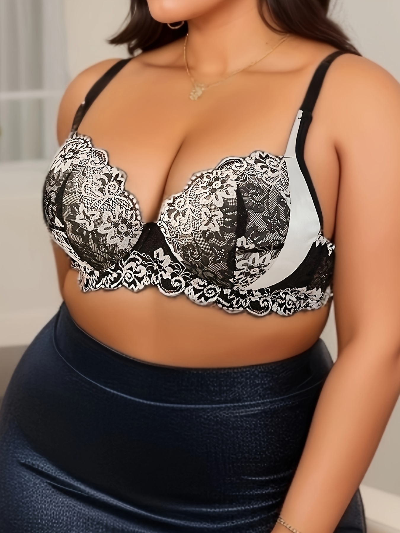 Women Embroidery Lingerie Push up Padded Bras Floral Underwire