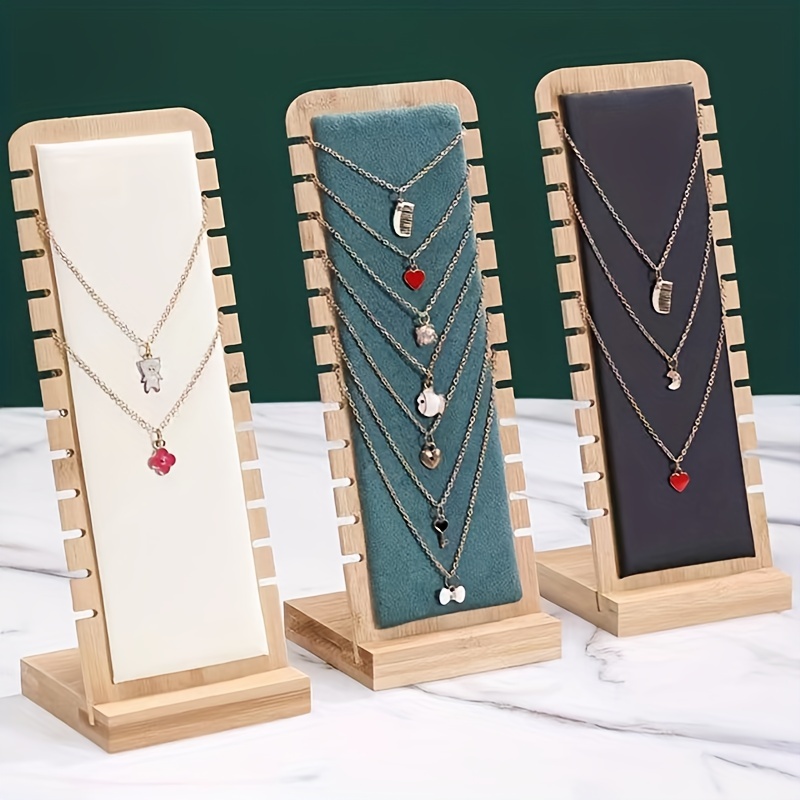  YQG Joyero de bambú para collar, expositor de joyas, collar,  tablón de madera, soporte de almacenamiento para collares, soporte de  almacenamiento de collares, soporte de exhibición de joyas, juego de 2