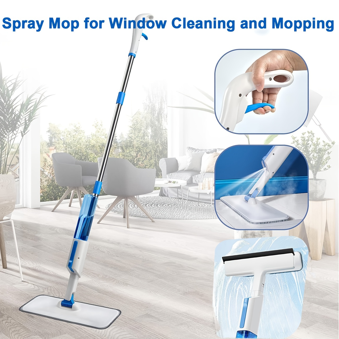 1 Spray Mop With Scraper For Window Cleaning And Mopping - Temu