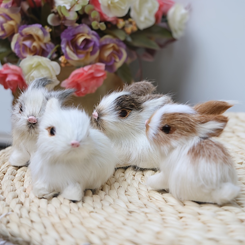 Mini lapin en peluche réaliste et mignon blanc quatre - Temu Belgium