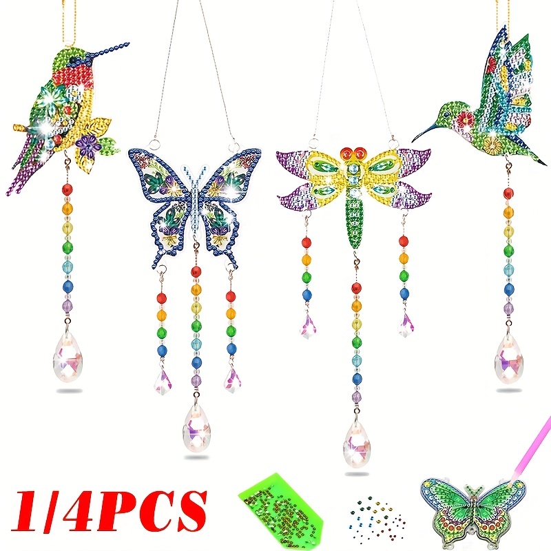 6 Pieces Winter Snowflake Diamond Painting Kits Double Sided Diamond  Painting Suncatchers Wind Chimes Hanging Diamond Painting Accessories for  Kids