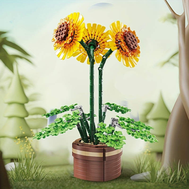 Balody Sunflower Basket Mini Building Block Plants Eternal - Temu