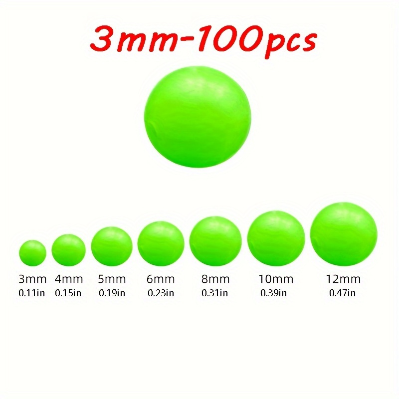 100 Pcs Luminous Fishing Beads, Round Night Fishing Glowing Balls Glow in  Dark Fishing Lure Baits Fishing Tackle Bead Baits(3MM,Green)