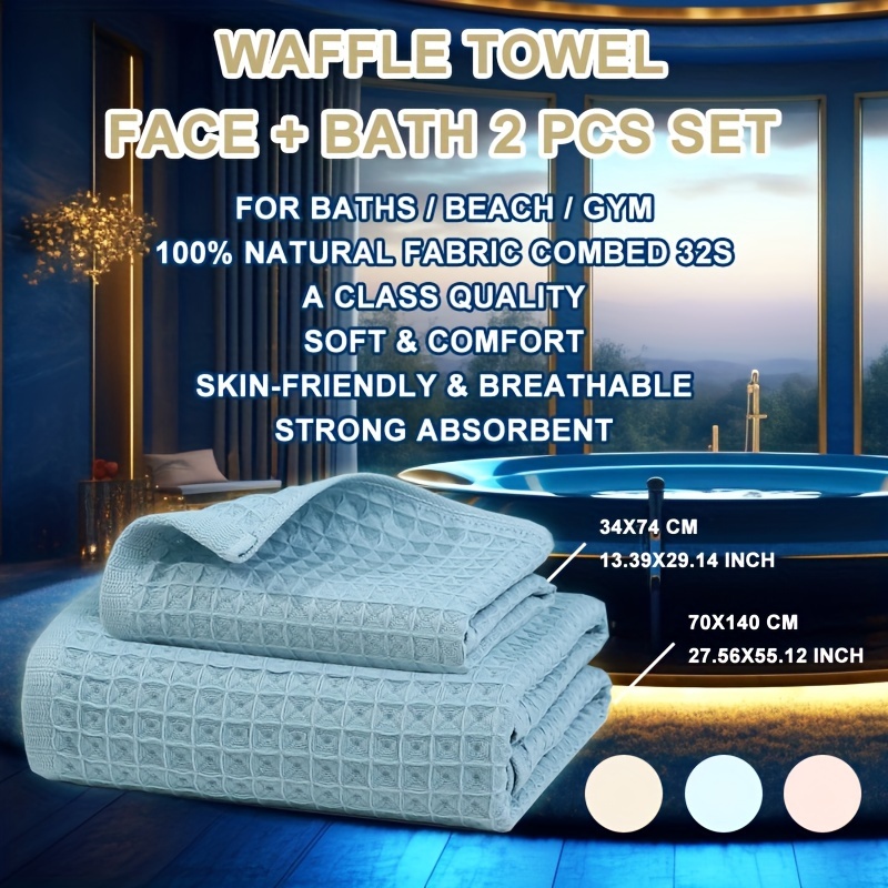 Waffle Hand Towel Set, Household Cotton Hand Towel, Soft Solid Color Face  Towel, Plain Absorbent Towel For Home Bathroom, Bathroom Supplies, - Temu