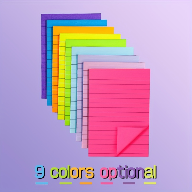  (8 Pack) Lined Sticky Notes, 8 Colors Self Pad Its 4X6 in,  Bright Post Stickies Colorful Big Square Sticky Notes for Office, Home,  School, Meeting,40 Sheets/pad : Office Products