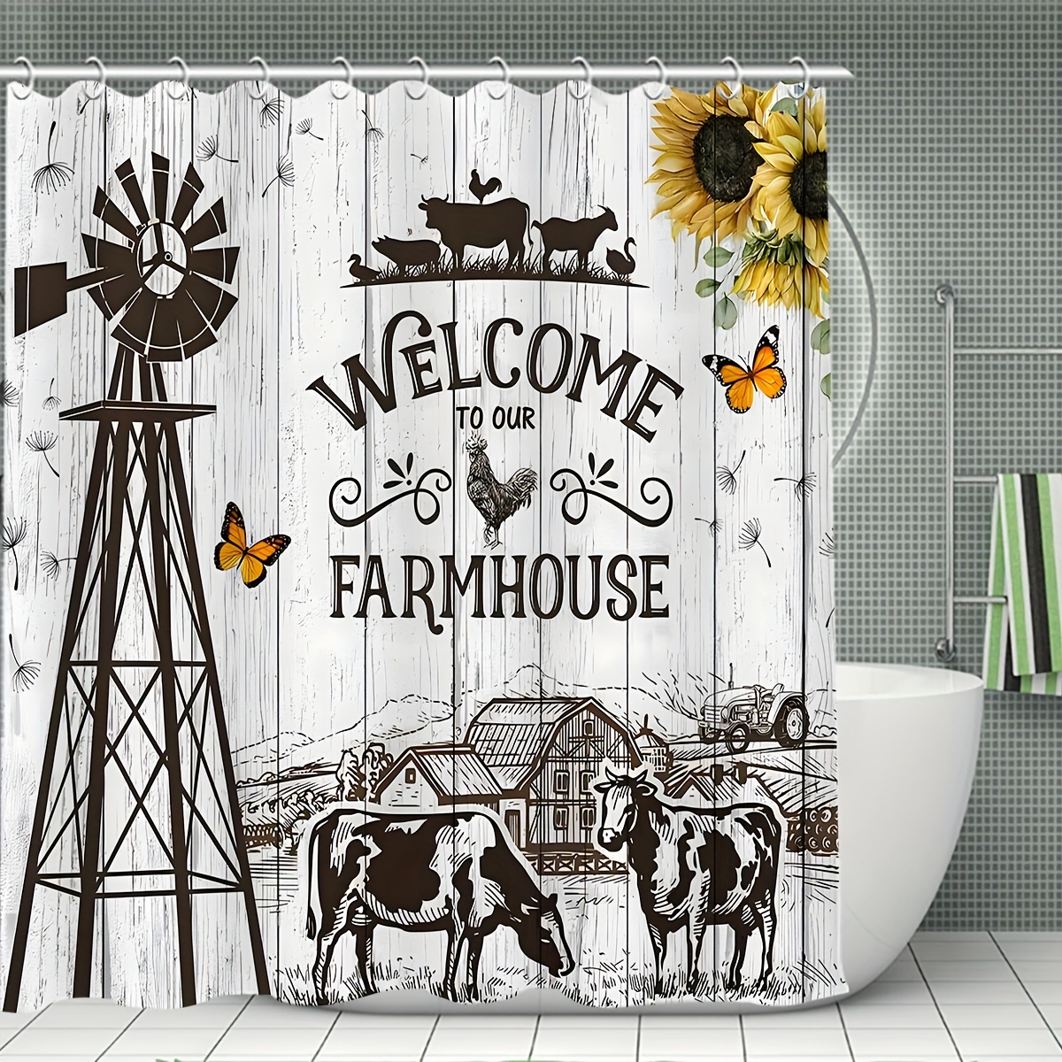 Cattle Shower Curtain Gift Modern Home Bathroom Decorative - Temu