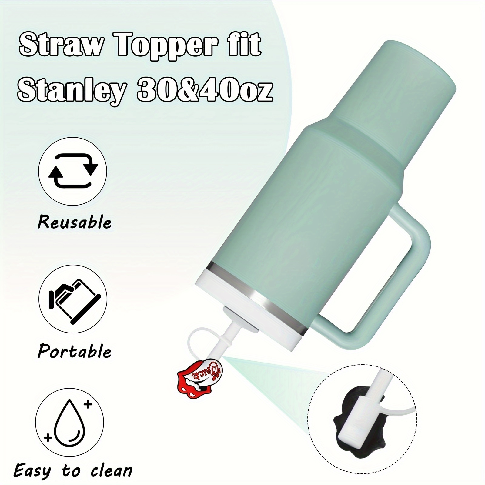 Cheap Straw Cover Cap For Stanley Cup Silicone Straw Topper Fit