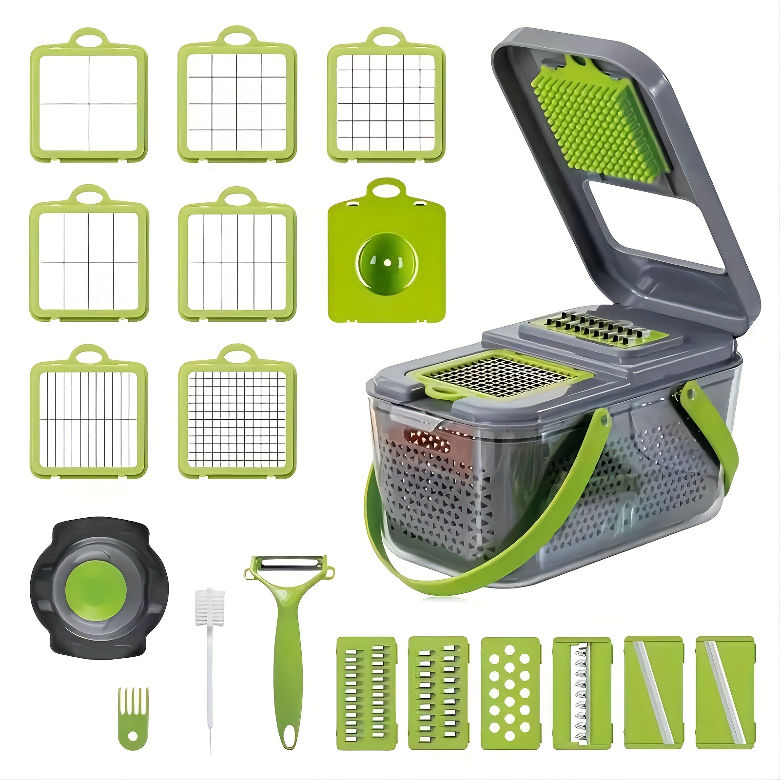 22in1 Vegetable Chopper And Fruit Slicer With 13 Blades - Temu