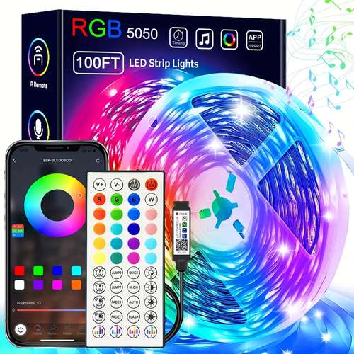 131ft 100ft led strip lights rgb 5050 44 key app controller 3 keys controller music sync led lights luminous decoration for living room christmas halloween wedding birthday party and home decoration tv computer gaming monitor bedroom night light