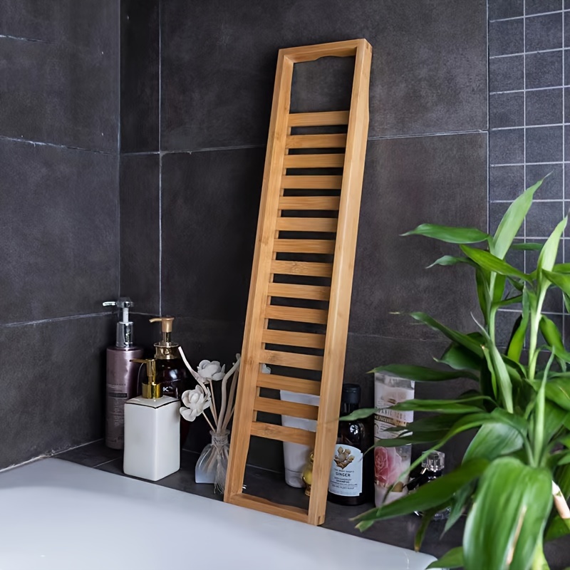 Domax Bandeja para bañera y tapete de baño de bambú