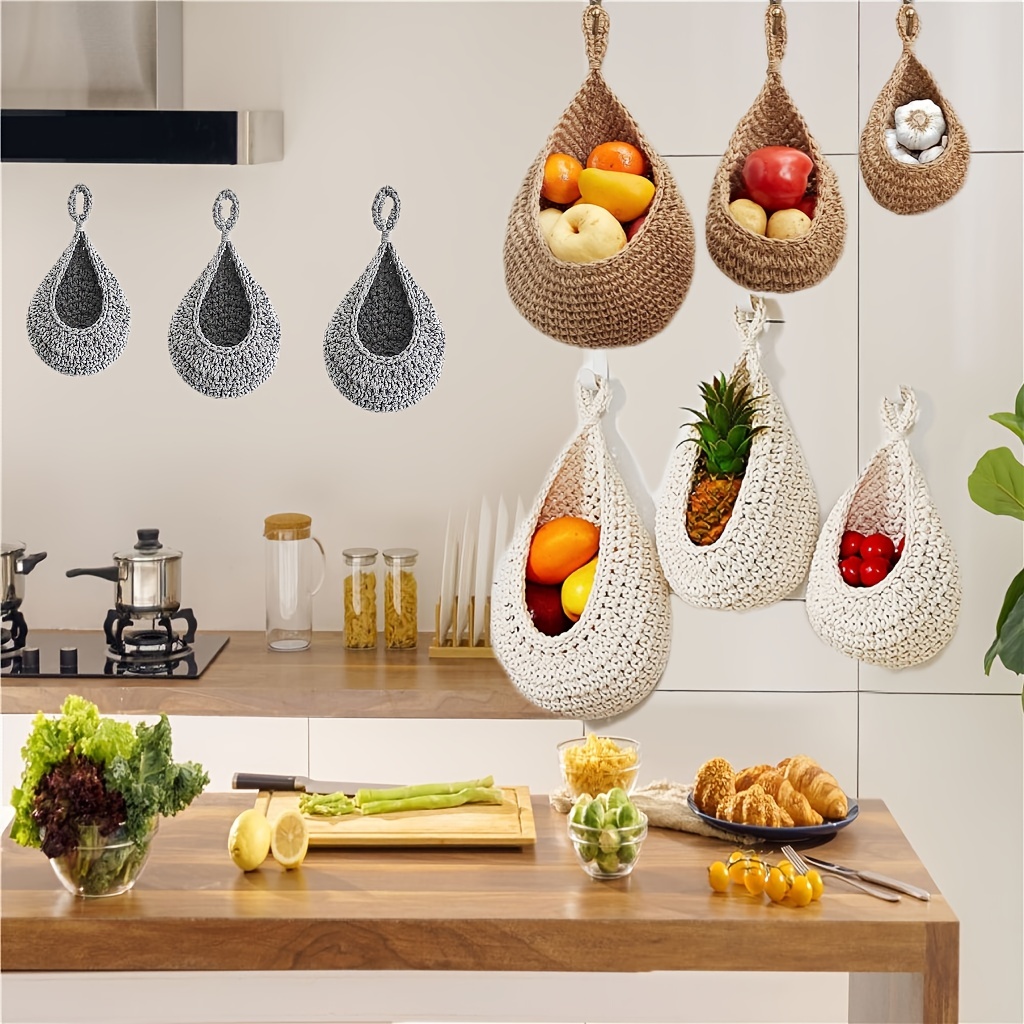 Eco Jute Teardrop-shaped Hanging Basket Wall Hanger for Vegetable, Fruit, Dried Flower, Plant, Size: XL, Brown