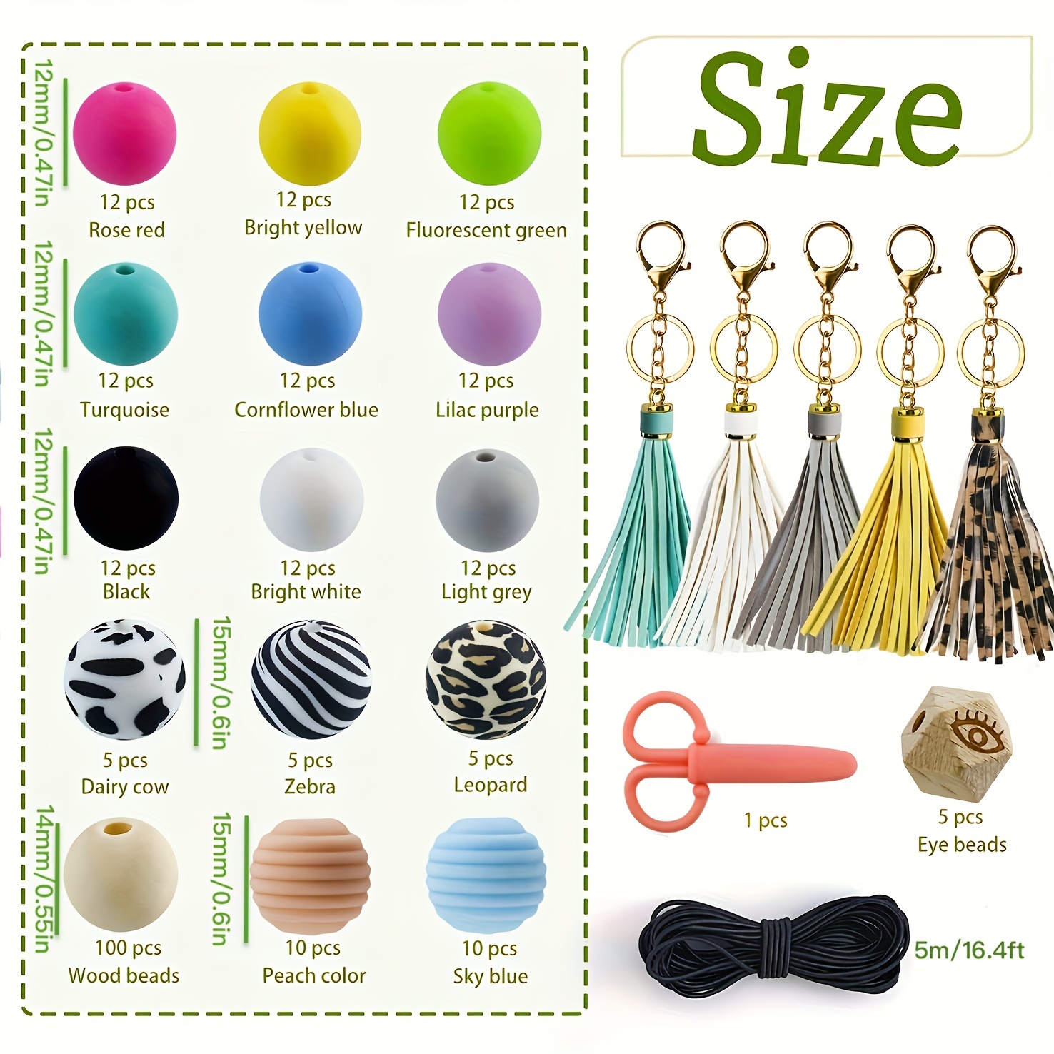 Silicone Loose Beads For Keychain Diy, Silicone Beads Round Rubber