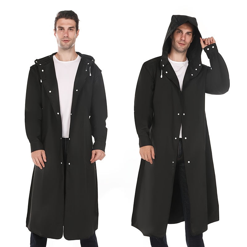 Black Fashion Adult Waterproof Long Raincoat Women Men Rain Coat Hooded For  Outdoor Hiking Travel Fishing Climbing Thickened Fz51-2