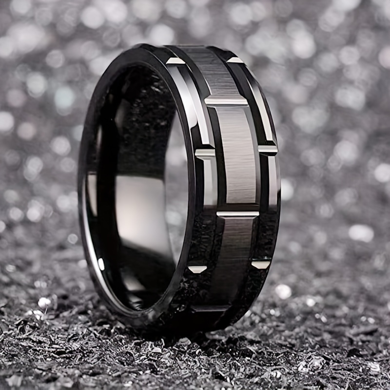 Stylish Titanium Steel Ring Beveled Edge Men's Ring - Temu