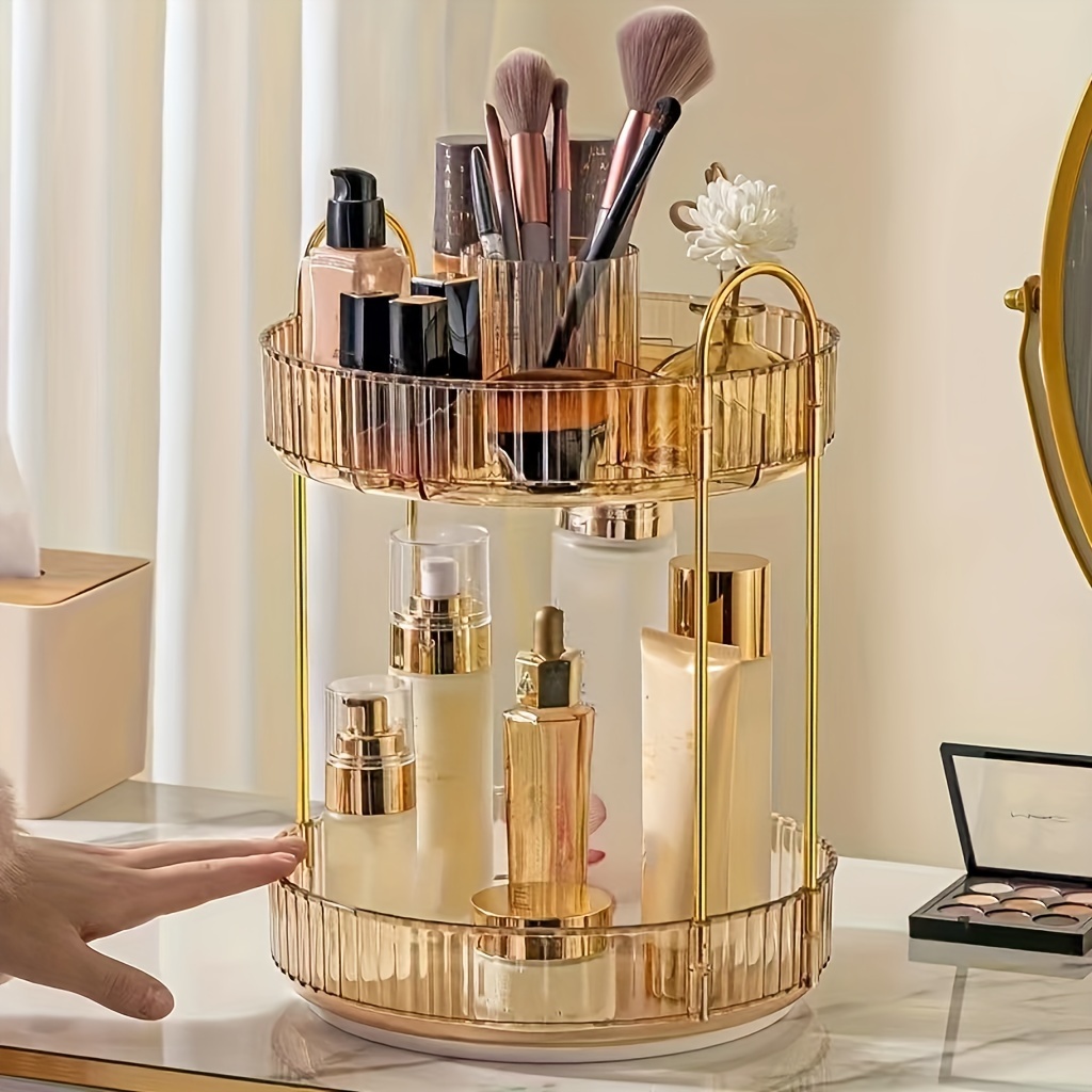 Organizador de maquillaje con rotación de 360 grados, para baño, 4 niveles  ajustables para almacenamiento de cosméticos y vitrinas para maquillaje