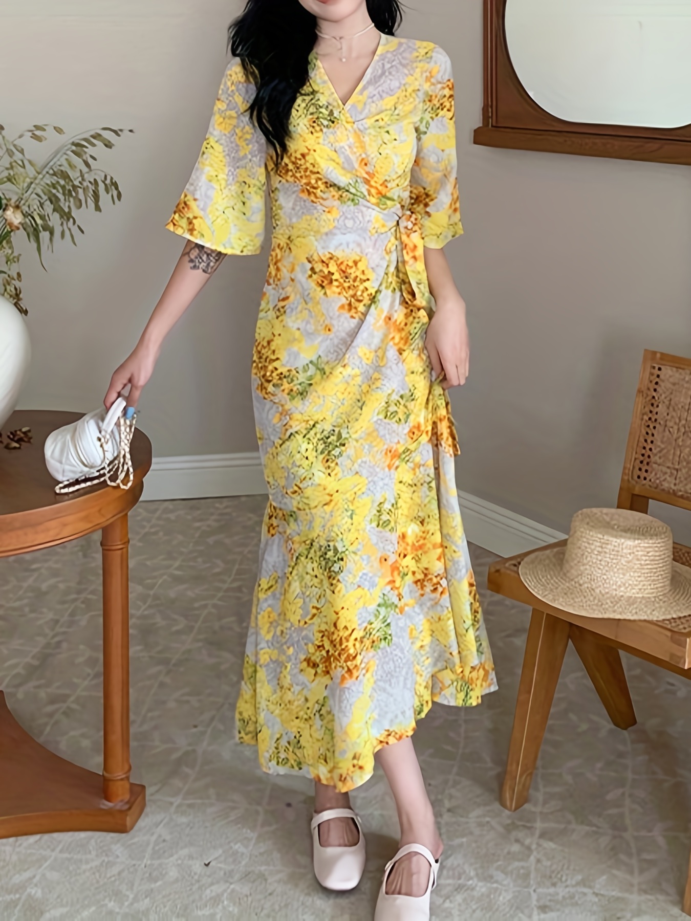 Vintage floral wrap on sale dress