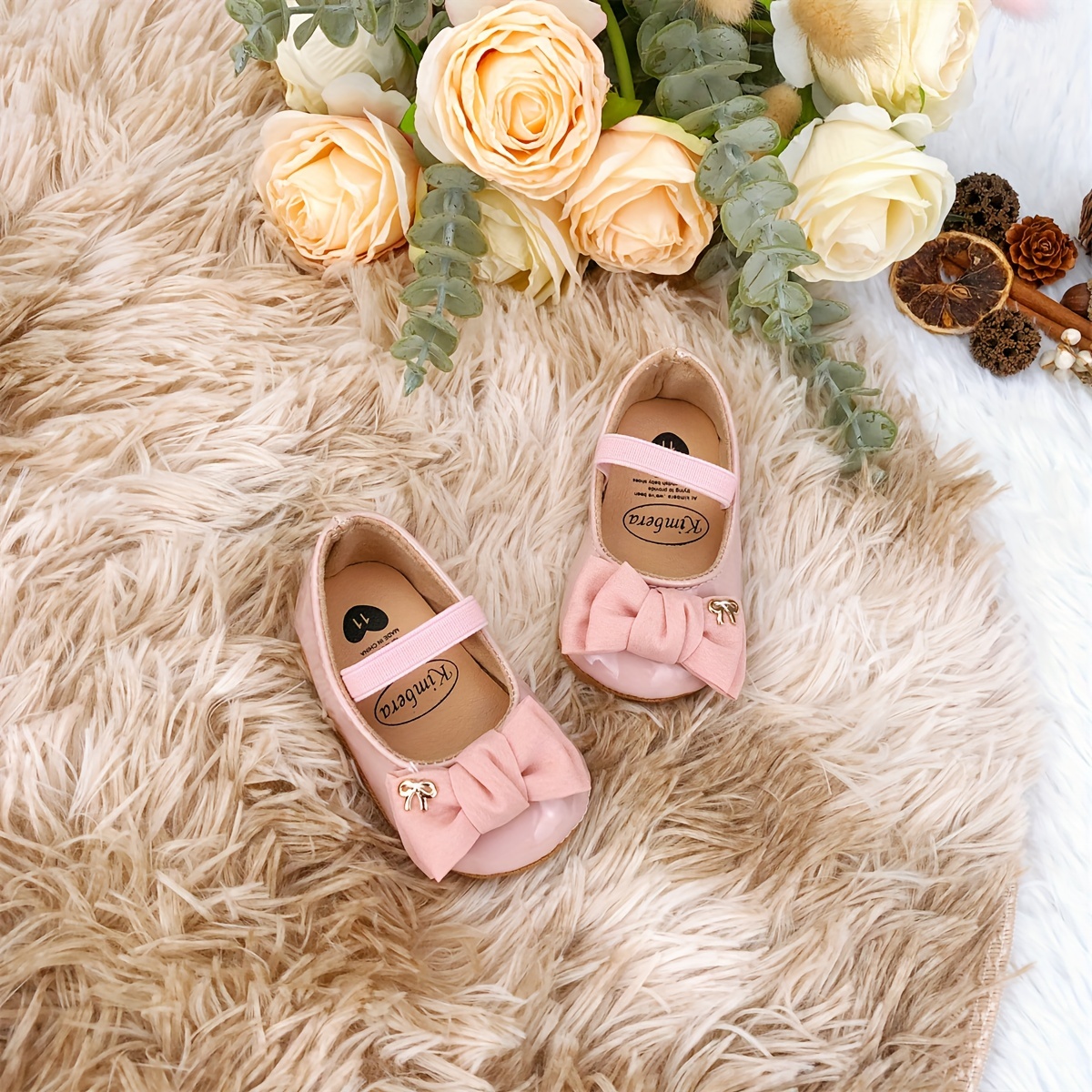 Trendy Elegant Bowknot Mary Jane Shoes For Baby Girls, Comfortable Lightweight Non Slip Soft Flat Sole Shoes For Indoor Outdoor Party, Spring And Autumn