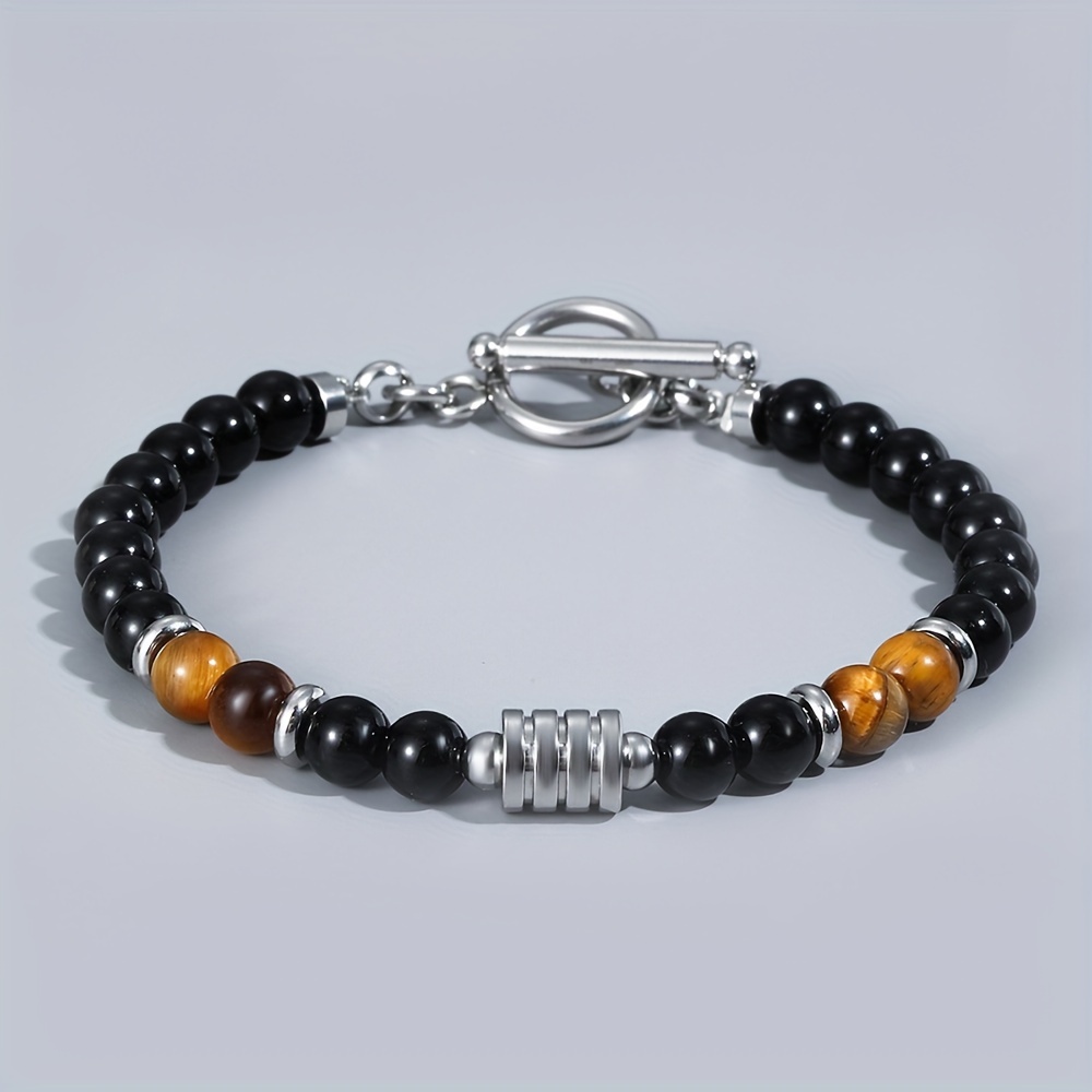 Men's Stainless Steel Beaded Bracelet