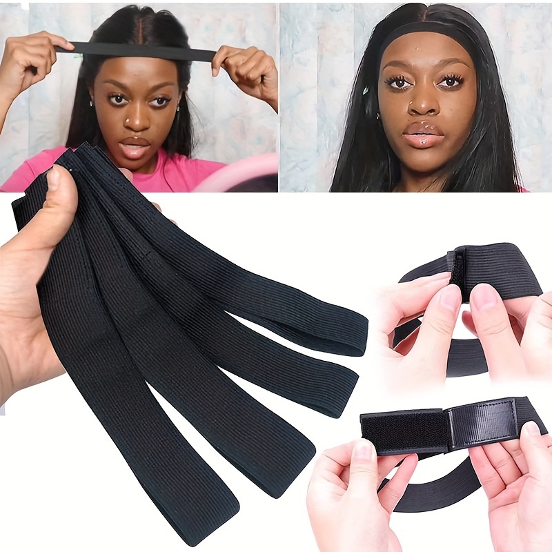  Elastic Band for Wigs Fixing Band Adjustable Toupee Bands with  Velco Ends Fix Wig Edges, Elastic Hair Band Headband for Wigs Edge Wrap  Strong Elasticity Strap Lay Laying Belt Hair