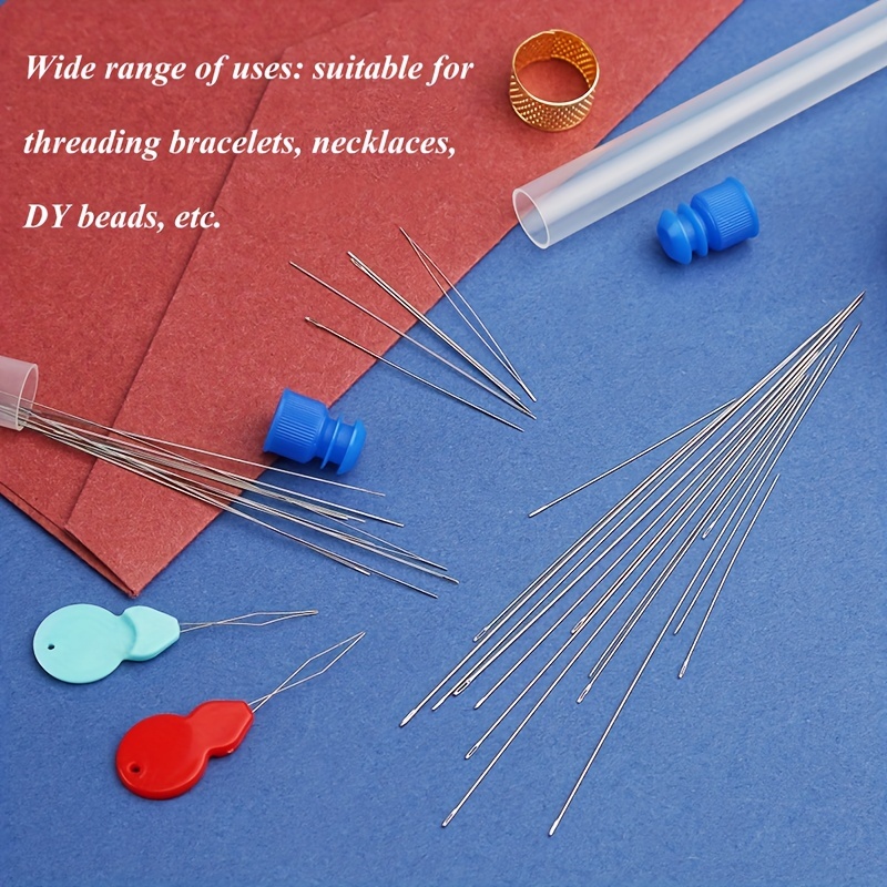16 Pieces Beading Needles, Seed Beads Needles Beading Embroidery Needles  Big Eye Collapsible Beading Needles Set for Jewelry Making with Needle  Bottle