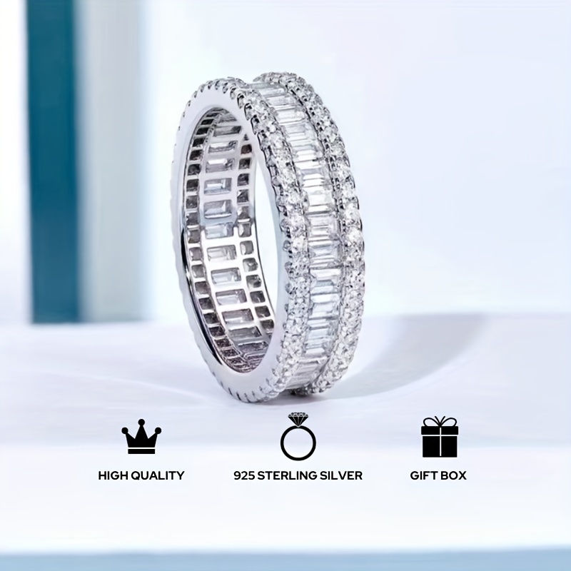 

Sparkling Emerald Cut Double Halo 925 Silver Engagement Ring, Promise Ring, Anniversary Gift For Her