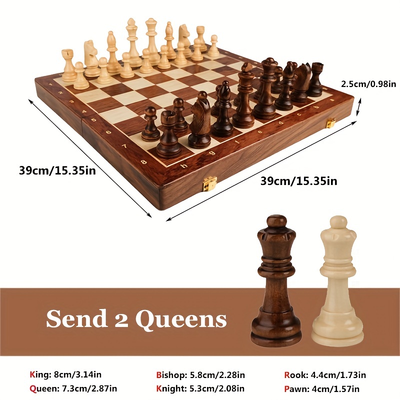  Chess Set, 15x15 Folding Magnetic Wooden Standard