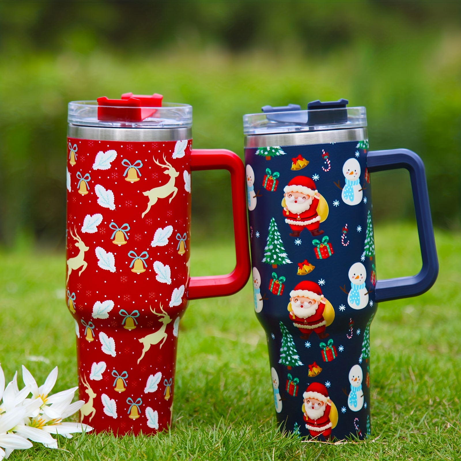 Christmas Tumbler With Lid And Straw Stainless Steel Thermal - Temu